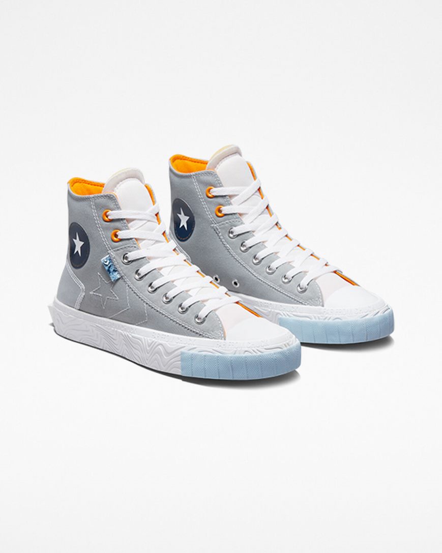 Men's Converse Chuck Taylor Alt Star Reflective Shine High Top Shoes Grey / White / Orange | AU 0E589K